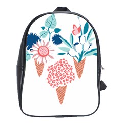 Flowers And Leaves T- Shirt Midsummer I Scream Flower Cones    Print    Pink Coral Aqua And Teal Flo School Bag (Large)