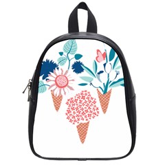 Flowers And Leaves T- Shirt Midsummer I Scream Flower Cones    Print    Pink Coral Aqua And Teal Flo School Bag (Small)