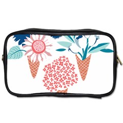 Flowers And Leaves T- Shirt Midsummer I Scream Flower Cones    Print    Pink Coral Aqua And Teal Flo Toiletries Bag (One Side)