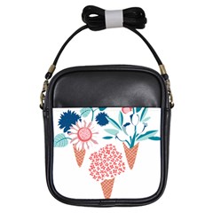 Flowers And Leaves T- Shirt Midsummer I Scream Flower Cones    Print    Pink Coral Aqua And Teal Flo Girls Sling Bag