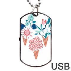 Flowers And Leaves T- Shirt Midsummer I Scream Flower Cones    Print    Pink Coral Aqua And Teal Flo Dog Tag USB Flash (One Side)