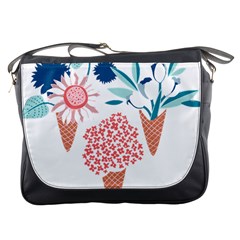 Flowers And Leaves T- Shirt Midsummer I Scream Flower Cones    Print    Pink Coral Aqua And Teal Flo Messenger Bag