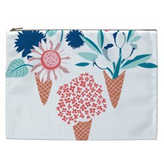 Flowers And Leaves T- Shirt Midsummer I Scream Flower Cones    Print    Pink Coral Aqua And Teal Flo Cosmetic Bag (XXL)