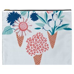 Flowers And Leaves T- Shirt Midsummer I Scream Flower Cones    Print    Pink Coral Aqua And Teal Flo Cosmetic Bag (XXXL)