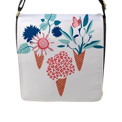 Flowers And Leaves T- Shirt Midsummer I Scream Flower Cones    Print    Pink Coral Aqua And Teal Flo Flap Closure Messenger Bag (L)