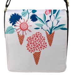 Flowers And Leaves T- Shirt Midsummer I Scream Flower Cones    Print    Pink Coral Aqua And Teal Flo Flap Closure Messenger Bag (S)