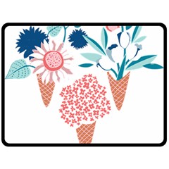 Flowers And Leaves T- Shirt Midsummer I Scream Flower Cones    Print    Pink Coral Aqua And Teal Flo Two Sides Fleece Blanket (Large)