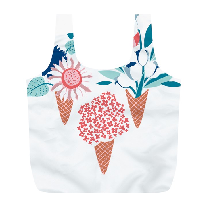 Flowers And Leaves T- Shirt Midsummer I Scream Flower Cones    Print    Pink Coral Aqua And Teal Flo Full Print Recycle Bag (L)