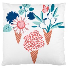 Flowers And Leaves T- Shirt Midsummer I Scream Flower Cones    Print    Pink Coral Aqua And Teal Flo Large Premium Plush Fleece Cushion Case (One Side)