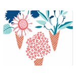 Flowers And Leaves T- Shirt Midsummer I Scream Flower Cones    Print    Pink Coral Aqua And Teal Flo Two Sides Premium Plush Fleece Blanket (Large) 80 x60  Blanket Front