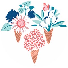 Flowers And Leaves T- Shirt Midsummer I Scream Flower Cones    Print    Pink Coral Aqua And Teal Flo Wooden Puzzle Round