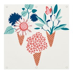 Flowers And Leaves T- Shirt Midsummer I Scream Flower Cones    Print    Pink Coral Aqua And Teal Flo Banner and Sign 4  x 4 