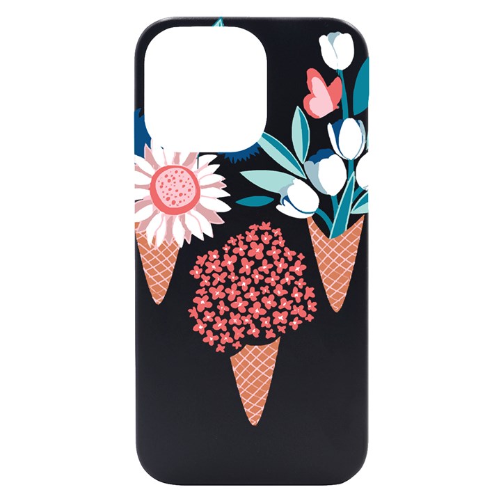 Flowers And Leaves T- Shirt Midsummer I Scream Flower Cones    Print    Pink Coral Aqua And Teal Flo iPhone 14 Pro Max Black UV Print Case