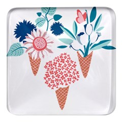 Flowers And Leaves T- Shirt Midsummer I Scream Flower Cones    Print    Pink Coral Aqua And Teal Flo Square Glass Fridge Magnet (4 pack)