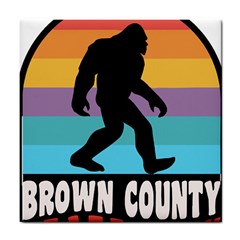 Brown County T- Shirt Brown County State Park Camping Bigfoot Nashville Indiana T- Shirt Tile Coaster by JamesGoode