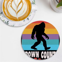 Brown County T- Shirt Brown County State Park Camping Bigfoot Nashville Indiana T- Shirt Uv Print Round Tile Coaster by JamesGoode