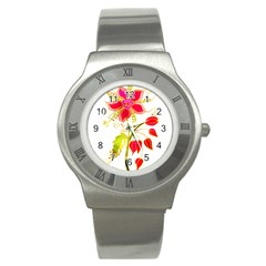 Flowers Art T- Shirtflower T- Shirt Stainless Steel Watch by ZUXUMI