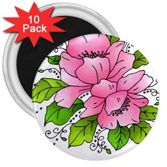 Flowers Art T- Shirtflowers T- Shirt (1) 3  Magnets (10 Pack) 