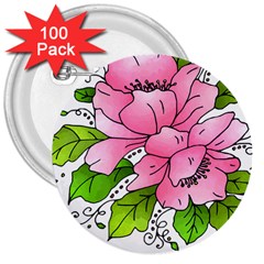 Flowers Art T- Shirtflowers T- Shirt (1) 3  Buttons (100 Pack) 