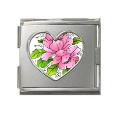 Flowers Art T- Shirtflowers T- Shirt (1) Mega Link Heart Italian Charm (18mm)