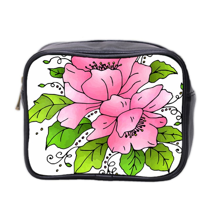 Flowers Art T- Shirtflowers T- Shirt (1) Mini Toiletries Bag (Two Sides)