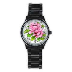 Flowers Art T- Shirtflowers T- Shirt (1) Stainless Steel Round Watch