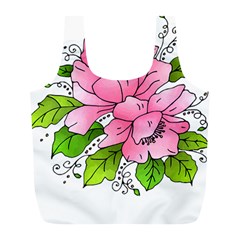 Flowers Art T- Shirtflowers T- Shirt (1) Full Print Recycle Bag (l)