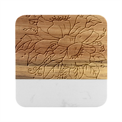 Flowers Art T- Shirtflowers T- Shirt (1) Marble Wood Coaster (square)