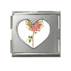 Flowers Art T- Shirtflowers T- Shirt (2) Mega Link Heart Italian Charm (18mm)