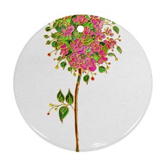 Flowers Art T- Shirtflowers T- Shirt (2) Round Ornament (two Sides)