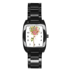 Flowers Art T- Shirtflowers T- Shirt (2) Stainless Steel Barrel Watch