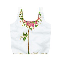 Flowers Art T- Shirtflowers T- Shirt (2) Full Print Recycle Bag (m)