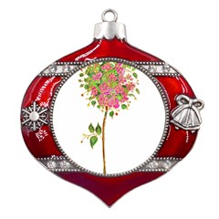 Flowers Art T- Shirtflowers T- Shirt (2) Metal Snowflake And Bell Red Ornament