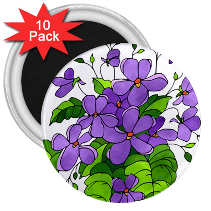 Flowers Art T- Shirtflowers T- Shirt (4) 3  Magnets (10 pack) 