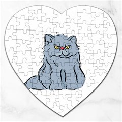 Persian Cat T-shirtwhite Look Calm Persian Cat 03 T-shirt (1) Jigsaw Puzzle (heart) by EnriqueJohnson