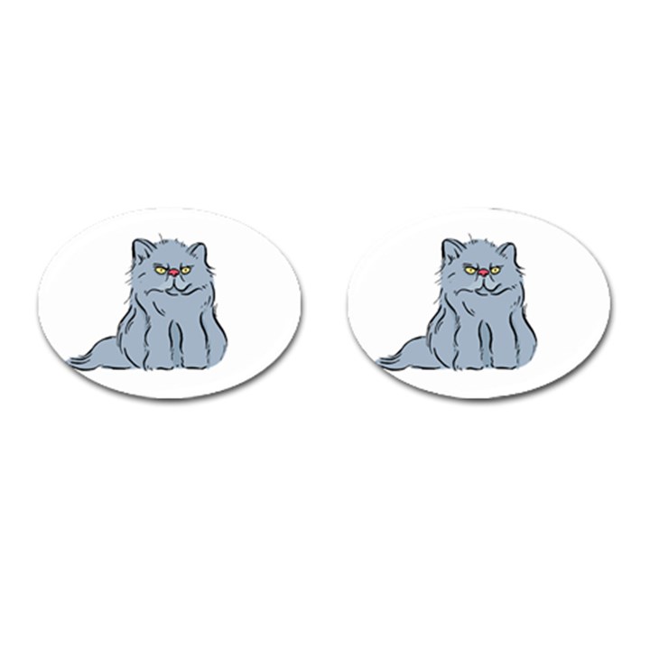 Persian Cat T-shirtwhite Look Calm Persian Cat 03 T-shirt (1) Cufflinks (Oval)