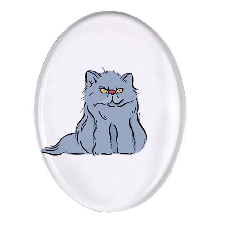 Persian Cat T-shirtwhite Look Calm Persian Cat 03 T-shirt (1) Oval Glass Fridge Magnet (4 pack)