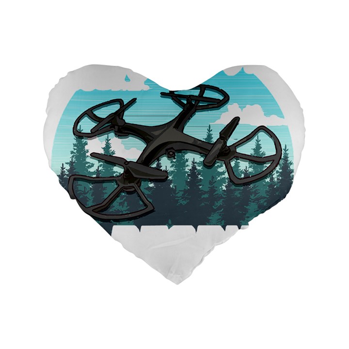 Build Crash Repeat Drone T- Shirt Build Crash Repeat Funny Drone Pilot Flying Pun T- Shirt Standard 16  Premium Heart Shape Cushions