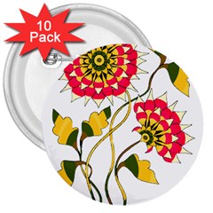 Flowers Art T- Shirtflowers T- Shirt 3  Buttons (10 Pack)  by ZUXUMI