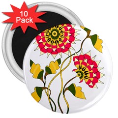 Flowers Art T- Shirtflowers T- Shirt 3  Magnets (10 Pack)  by ZUXUMI