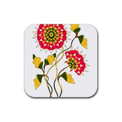 Flowers Art T- Shirtflowers T- Shirt Rubber Coaster (square) by ZUXUMI