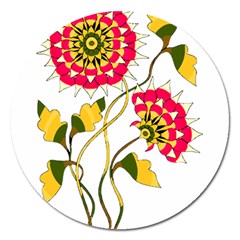 Flowers Art T- Shirtflowers T- Shirt Magnet 5  (round) by ZUXUMI