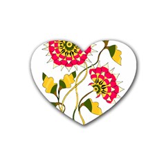 Flowers Art T- Shirtflowers T- Shirt Rubber Heart Coaster (4 Pack) by ZUXUMI