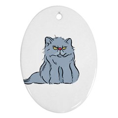 Persian Cat T-shirtwhite Look Calm Persian Cat 03 T-shirt Oval Ornament (two Sides) by EnriqueJohnson