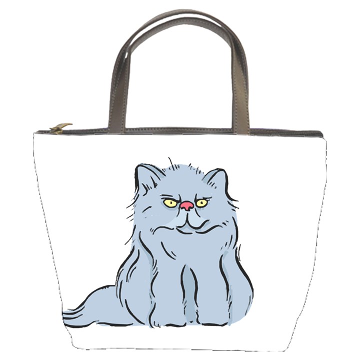 Persian Cat T-shirtwhite Look Calm Persian Cat 03 T-shirt Bucket Bag