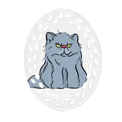 Persian Cat T-shirtwhite Look Calm Persian Cat 03 T-shirt Oval Filigree Ornament (two Sides)