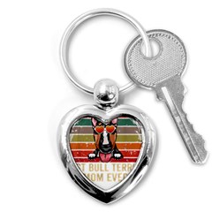 Bull Terrier T- Shirt Best Bull Terrier Moms Gift T- Shirt Key Chain (heart) by JamesGoode