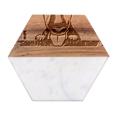 Bull Terrier T- Shirt Best Bull Terrier Moms Gift T- Shirt Marble Wood Coaster (hexagon)  by JamesGoode