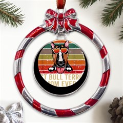 Bull Terrier T- Shirt Best Bull Terrier Moms Gift T- Shirt Metal Red Ribbon Round Ornament by JamesGoode