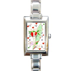 Flowers Illustration T- Shirtflowers T- Shirt (1) Rectangle Italian Charm Watch by ZUXUMI